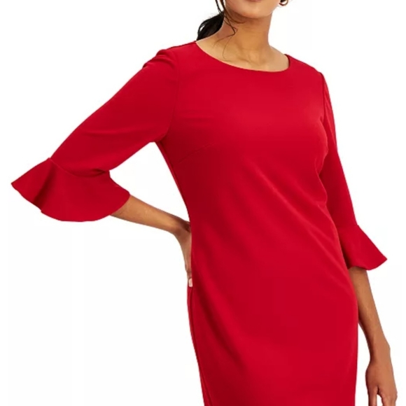 Red dress with Ruffle cuffs - Picture 2 of 4